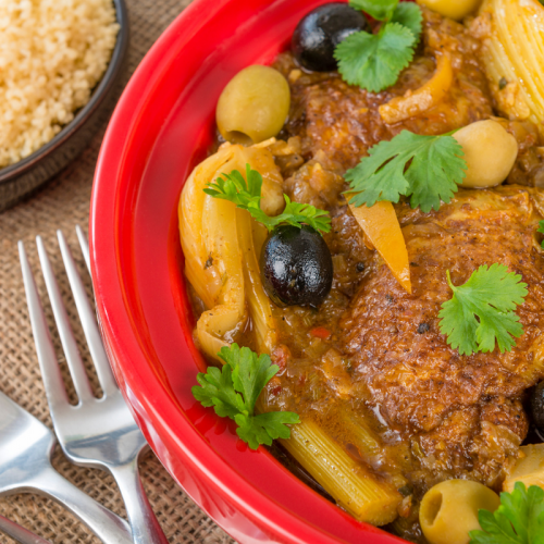 Apricot Chicken Tagine with Ginger and Mint Recipe