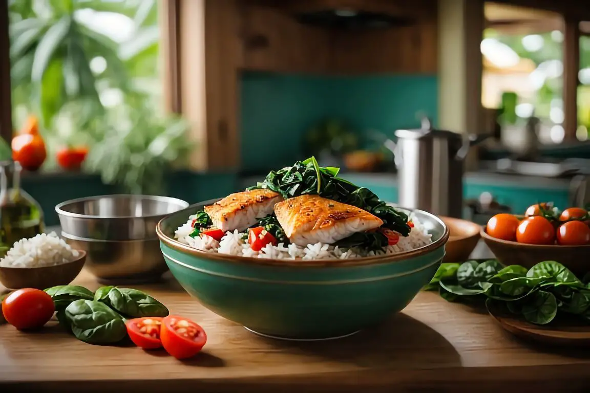 Fijian Fish with Tomato Spinach and Rice Recipe