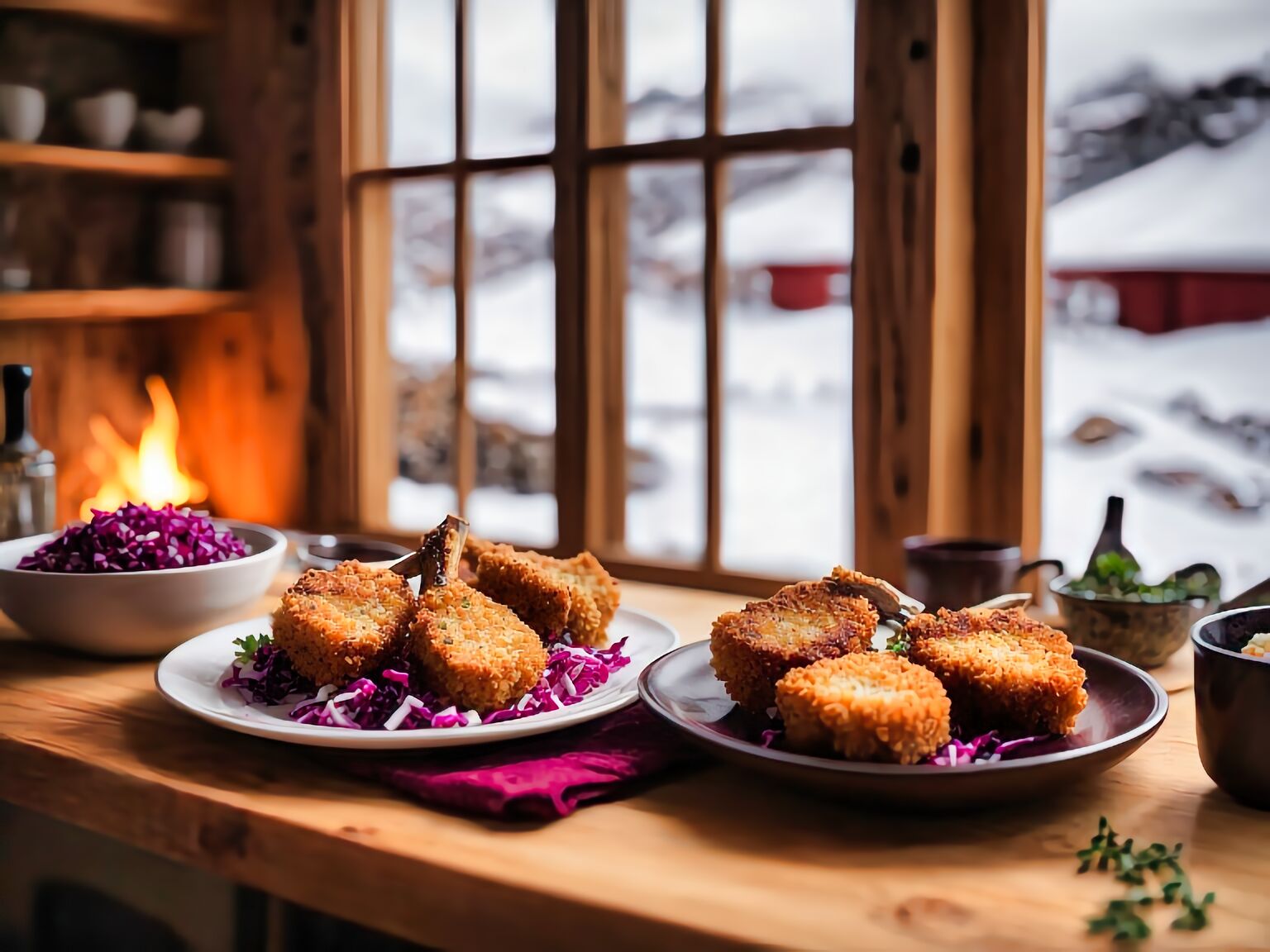 Icelandic Breaded Lamb Chops with Spiced Red Cabbage Recipe