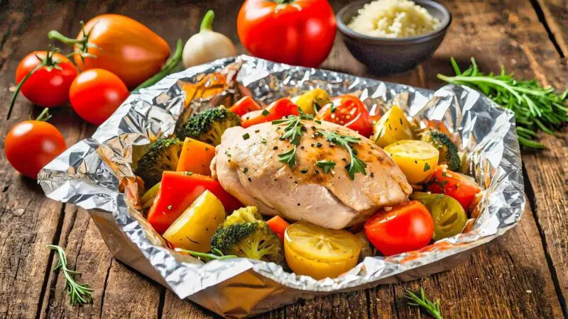 foil packet Italian chicken with vegetables